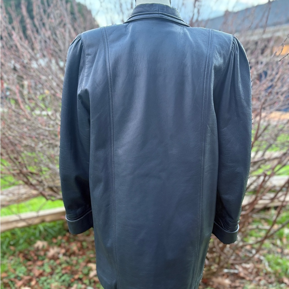Vintage Mary Laurens genuine leather blazer in a rich deep blue tone. Sz M - Picture 11 of 11